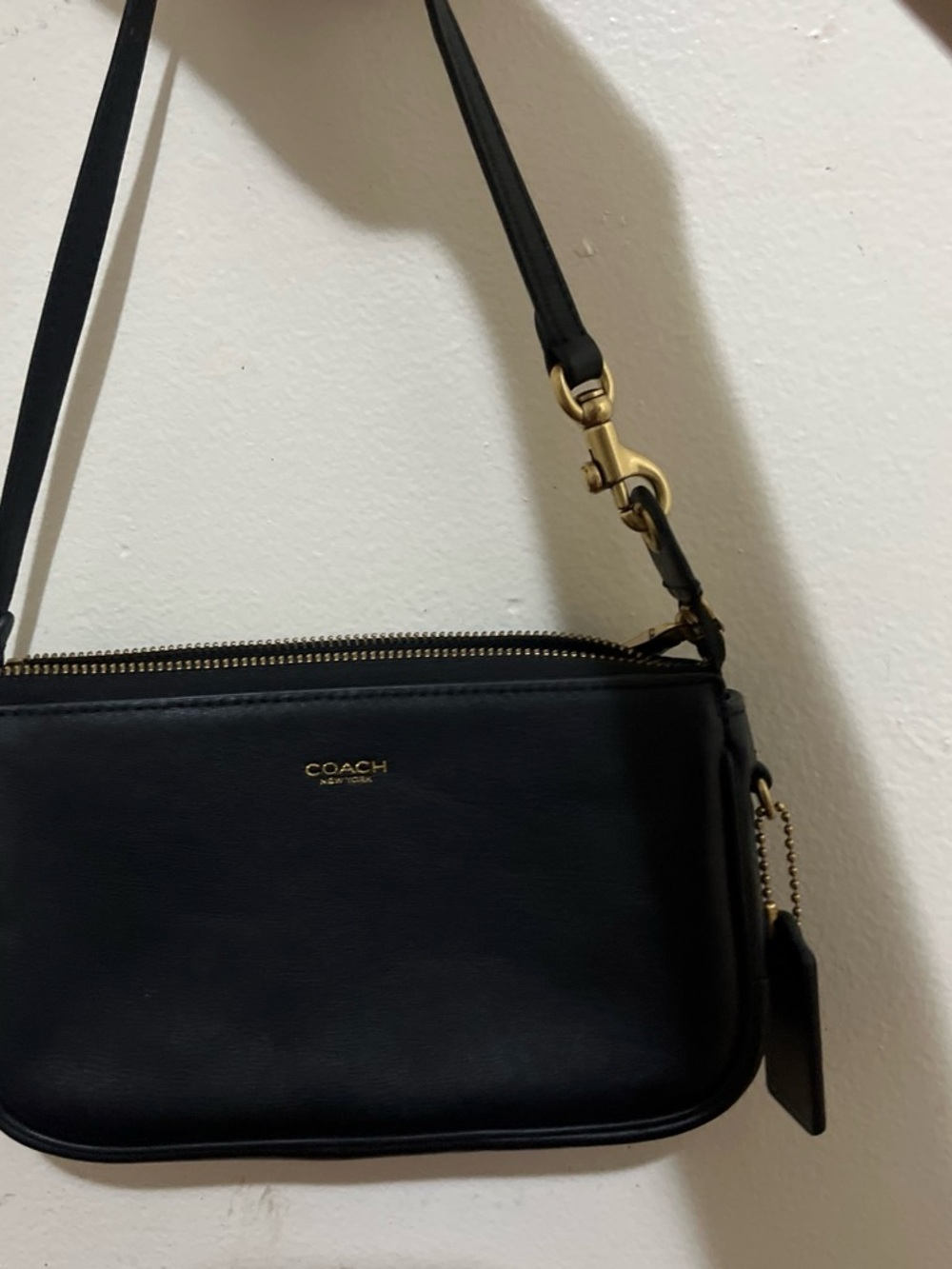 Coach Black Leather Crossbody with Gold Hardware